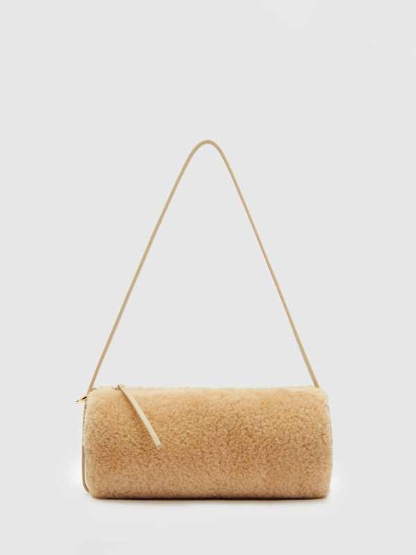 Simona Cylinder Bag - Natural Shearling